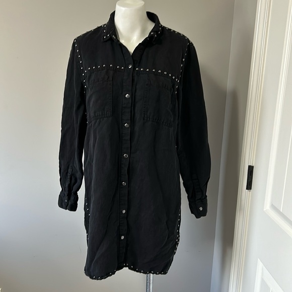 RAILS Bowie Black Button Down Shirt Dress Jacket Pockets Sz S - Picture 4 of 16